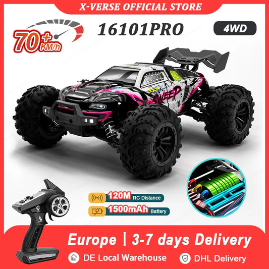 1:16 4WD 70km/H High Speed Remote Control Car With LED 2.4G Brushless RC Car