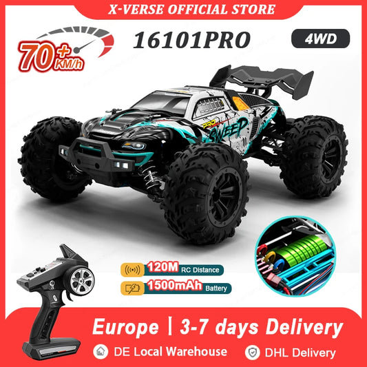 1:16 RC Car With LED 2.4G Brushless 70km/H High Speed Remote Control Off Road